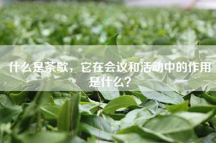 什么是茶歇，它在会议和活动中的作用是什么？