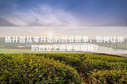 杨开智从零开始的创业故事，如何让你的创业之路更加顺畅？