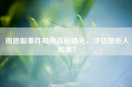 周思聪事件揭秘真相曝光，涉及哪些人和事？