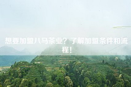 想要加盟八马茶业？了解加盟条件和流程！
